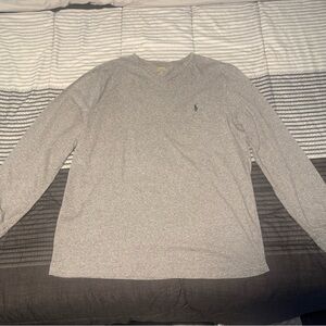 Polo by Ralph Lauren Gray Long Sleeve Men's V-Neck Shirt